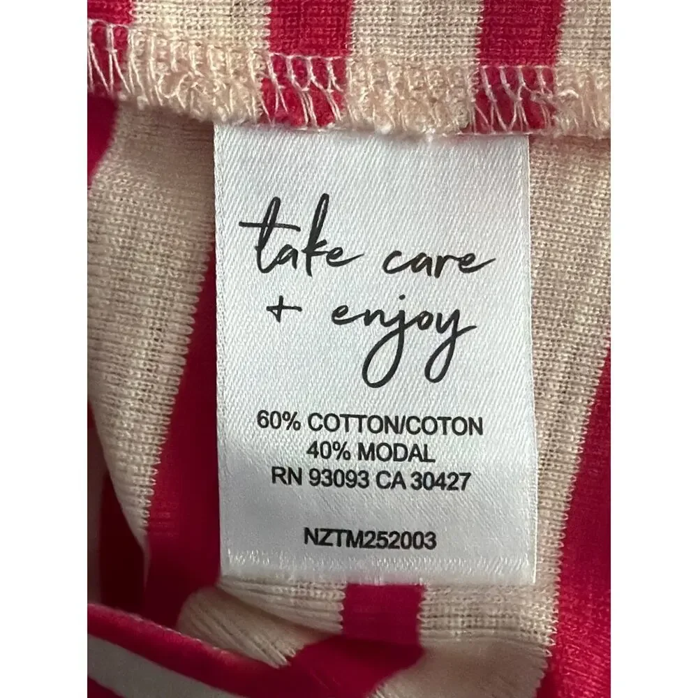 NZT Nic+Zoe Crew Neck T-Shirt Stripe Short Sleeve Red Women's X-Small NEW